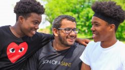 three happy young men