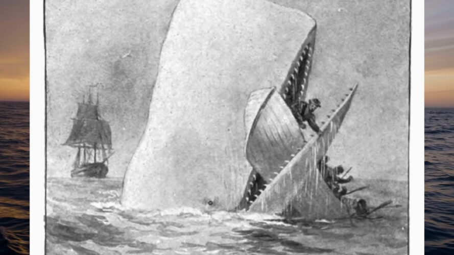 Whale eating a ship