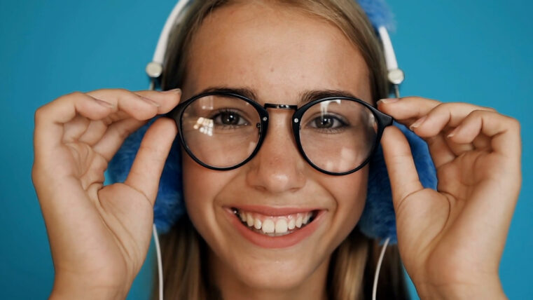 Girl wearing glasses