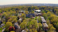 arial shot of a college campus