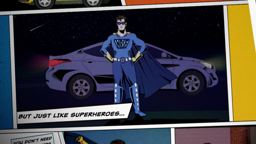 comic book pane of a superhero