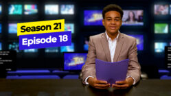 Reed sits at the anchor desk for Teen Kids News