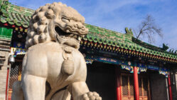 Chinese roof and statue