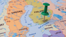 A map with a pin drop in Finland