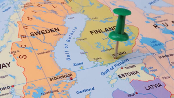 A map with a pin drop in Finland