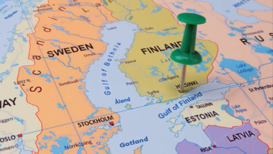 A map with a pin drop in Finland