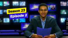 Reed in the anchor chair for Teen Kids News