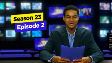 Reed in the anchor chair for Teen Kids News
