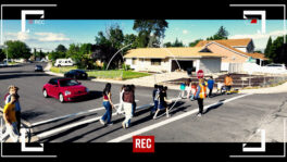 drone shot of intersection