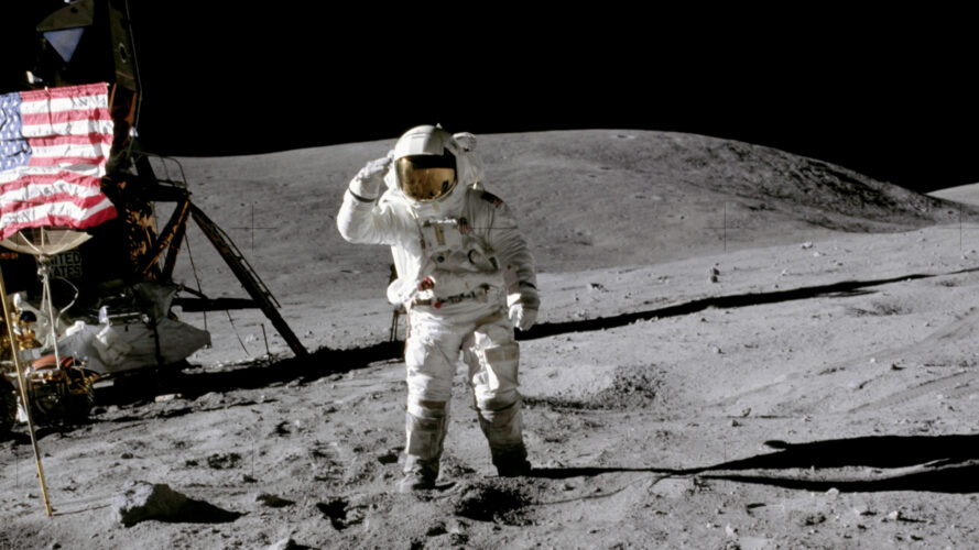 Apollo astronaut on the moon