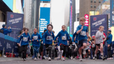 Kids at the start of a race in Times Square NYC