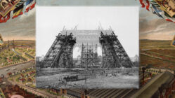 The Eiffel Tower being built