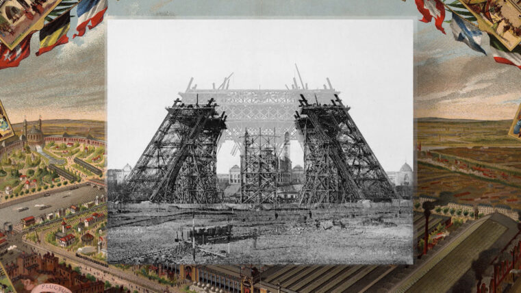 The Eiffel Tower being built