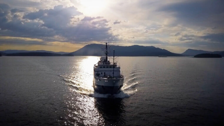 A ship on the Canadian coastline